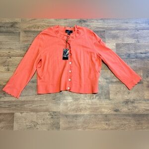 Ronni Nicole Coral Knit Cardigan With Scalloping details size XL NWT